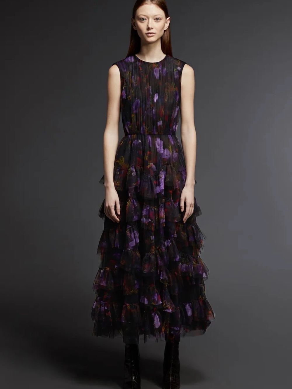 JASON WU COLLECTION Dream Floral-Print Tulle Dress  Fall 2021 RTW Size 10